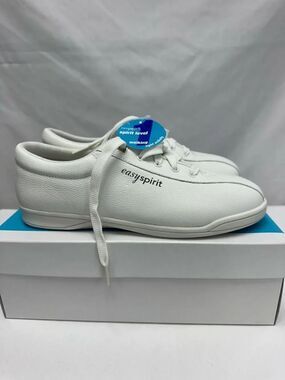 Easy Spirit White Leather Lace-Up Walking Sneakers